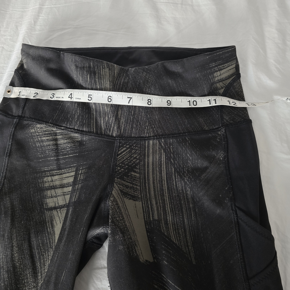 Lululemon Fresh Mesh Run Crop Leggings Sz4 Wind Chill Fatigue Green Blck Pockets - Picture 7 of 16